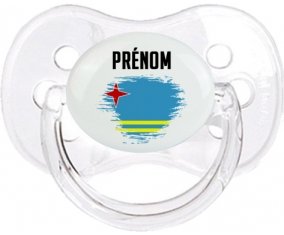Drapeau effet pinceau Aruba avec prénom Sucette Cerise Transparent classique