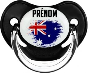 Drapeau effet pinceau Australie avec prénom Sucette Physiologique Noir classique