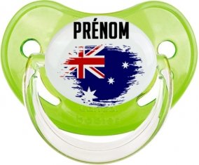 Drapeau effet pinceau Australie avec prénom Sucette Physiologique Vert classique