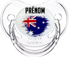 Drapeau effet pinceau Australie avec prénom Sucette Physiologique Transparent classique