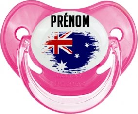 Drapeau effet pinceau Australie avec prénom Sucette Physiologique Rose classique