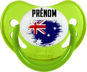 Drapeau effet pinceau Australie avec prénom Sucette Physiologique Vert phosphorescente