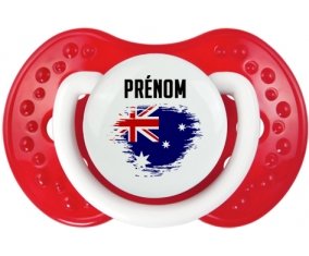Drapeau effet pinceau Australie avec prénom Sucette LOVI Dynamic Blanc-rouge classique