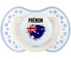 Drapeau effet pinceau Australie avec prénom Sucette LOVI Dynamic Blanc-cyan classique