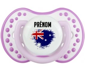 Drapeau effet pinceau Australie avec prénom Sucette LOVI Dynamic Blanc-mauve classique