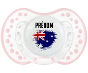 Drapeau effet pinceau Australie avec prénom Sucette LOVI Dynamic Retro-blanc-rose-tendre classique