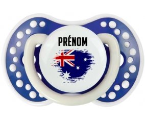Drapeau effet pinceau Australie avec prénom Sucette LOVI Dynamic Bleu-marine phosphorescente
