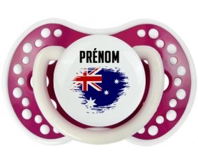 Drapeau effet pinceau Australie avec prénom Sucette LOVI Dynamic Fuchsia phosphorescente