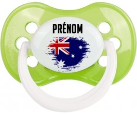 Drapeau effet pinceau Australie avec prénom Sucette Anatomique Vert classique
