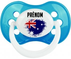 Drapeau effet pinceau Australie avec prénom Sucette Anatomique Cyan classique