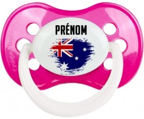 Drapeau effet pinceau Australie avec prénom Sucette Anatomique Rose foncé classique