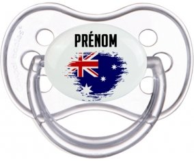 Drapeau effet pinceau Australie avec prénom Sucette Anatomique Transparente classique
