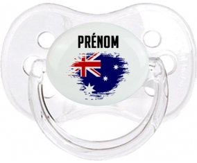 Drapeau effet pinceau Australie avec prénom Tétine Cerise Transparent classique
