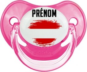 Drapeau effet pinceau Autriche avec prénom Tétine Physiologique Rose classique