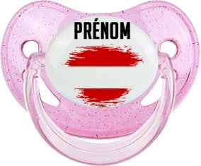 Drapeau effet pinceau Autriche avec prénom Tétine Physiologique Rose à paillette