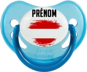 Drapeau effet pinceau Autriche avec prénom Tétine Physiologique Bleue phosphorescente