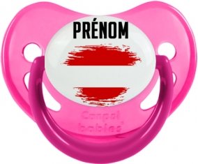 Drapeau effet pinceau Autriche avec prénom Tétine Physiologique Rose phosphorescente