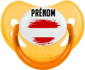 Drapeau effet pinceau Autriche avec prénom Tétine Physiologique Jaune phosphorescente