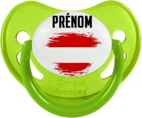 Drapeau effet pinceau Autriche avec prénom Tétine Physiologique Vert phosphorescente