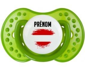 Drapeau effet pinceau Autriche avec prénom : Sucette LOVI Dynamic personnalisée