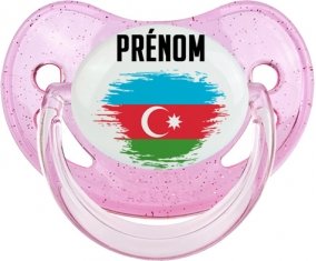 Drapeau effet pinceau Azerbaïdjan avec prénom Sucete Physiologique Rose à paillette
