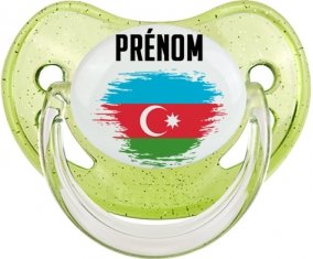 Drapeau effet pinceau Azerbaïdjan avec prénom Sucete Physiologique Vert à paillette