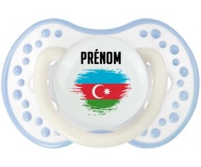 Drapeau effet pinceau Azerbaïdjan avec prénom Tétine LOVI Dynamic Blanc-cyan classique