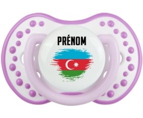 Drapeau effet pinceau Azerbaïdjan avec prénom Tétine LOVI Dynamic Blanc-mauve classique