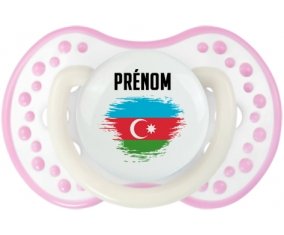 Drapeau effet pinceau Azerbaïdjan avec prénom Tétine LOVI Dynamic Blanc-rose phosphorescente