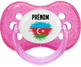 Drapeau effet pinceau Azerbaïdjan avec prénom Sucette Cerise Rose à paillette