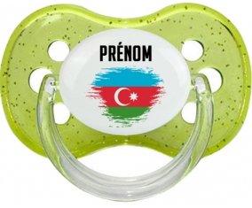Drapeau effet pinceau Azerbaïdjan avec prénom Sucette Cerise Vert à paillette