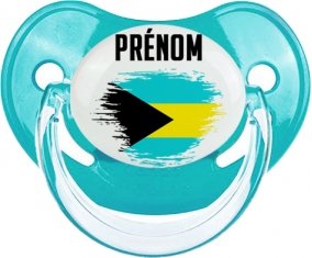 Drapeau effet pinceau Bahamas avec prénom : Sucette Physiologique personnalisée