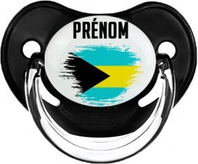 Drapeau effet pinceau Bahamas avec prénom Sucette Physiologique Noir classique