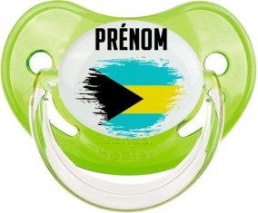 Drapeau effet pinceau Bahamas avec prénom Sucette Physiologique Vert classique