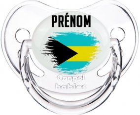 Drapeau effet pinceau Bahamas avec prénom Sucette Physiologique Transparent classique
