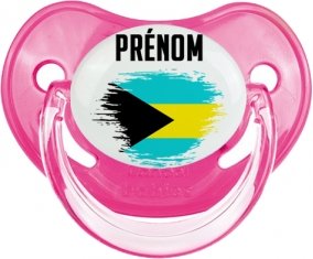 Drapeau effet pinceau Bahamas avec prénom Sucette Physiologique Rose classique