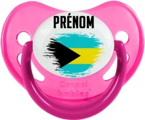 Drapeau effet pinceau Bahamas avec prénom Sucette Physiologique Rose phosphorescente