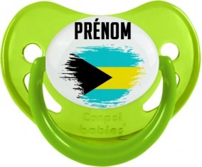 Drapeau effet pinceau Bahamas avec prénom Sucette Physiologique Vert phosphorescente