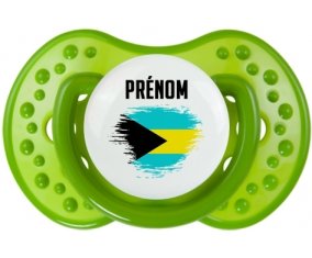 Drapeau effet pinceau Bahamas avec prénom : Sucette LOVI Dynamic personnalisée