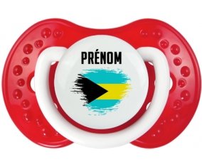 Drapeau effet pinceau Bahamas avec prénom Sucette LOVI Dynamic Blanc-rouge classique