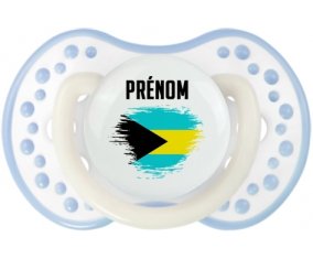 Drapeau effet pinceau Bahamas avec prénom Sucette LOVI Dynamic Blanc-cyan classique
