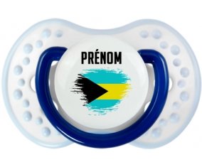 Drapeau effet pinceau Bahamas avec prénom Sucette LOVI Dynamic Marine-blanc-bleu classique