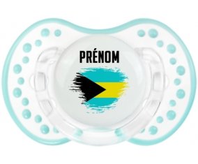 Drapeau effet pinceau Bahamas avec prénom Sucette LOVI Dynamic Retro-blanc-lagon classique