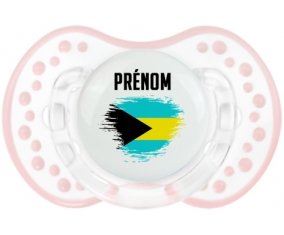 Drapeau effet pinceau Bahamas avec prénom Sucette LOVI Dynamic Retro-blanc-rose-tendre classique
