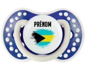 Drapeau effet pinceau Bahamas avec prénom Sucette LOVI Dynamic Bleu-marine phosphorescente