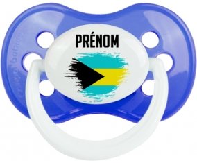 Drapeau effet pinceau Bahamas avec prénom Tétine Anatomique Bleu classique