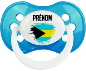 Drapeau effet pinceau Bahamas avec prénom Tétine Anatomique Cyan classique