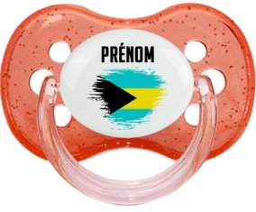 Drapeau effet pinceau Bahamas avec prénom Sucette Cerise Rouge à paillette