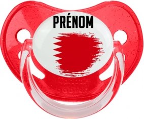 Drapeau effet pinceau Bahreïn avec prénom Sucette Physiologique Rouge à paillette