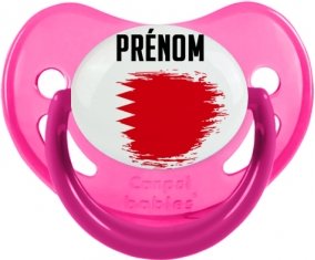 Drapeau effet pinceau Bahreïn avec prénom Sucette Physiologique Rose phosphorescente